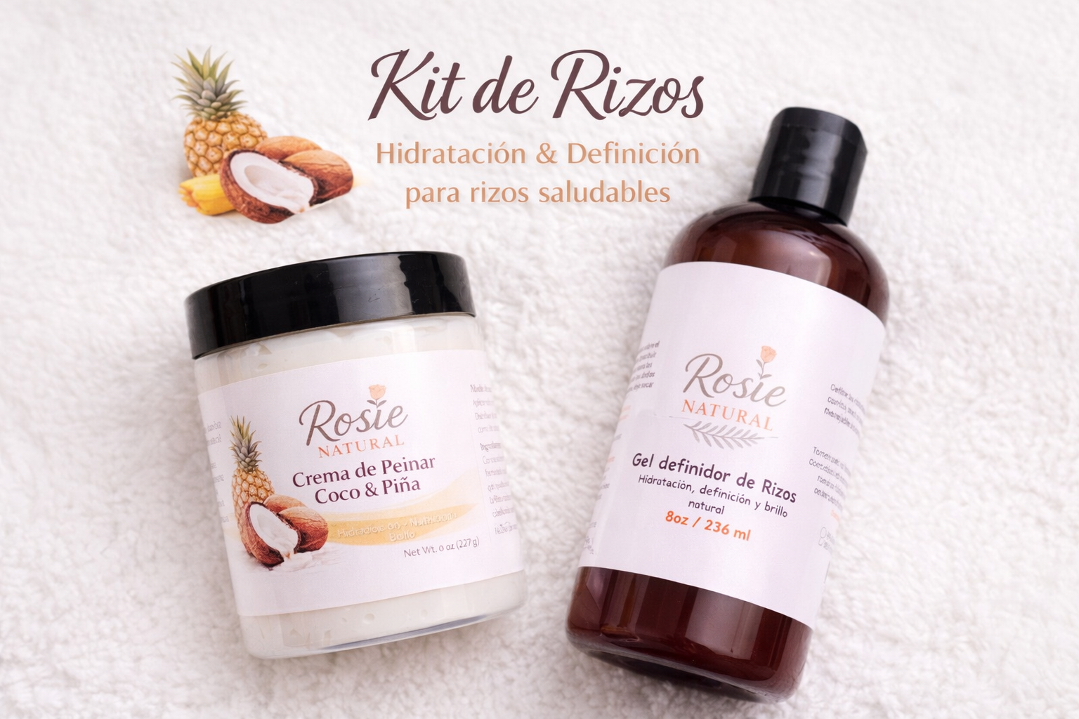 Kit de Rizos Coco, piña y Gel de Linaza –  Coconut & Pineapple Curl Kit + Flaxseed Gel 🥥🍍