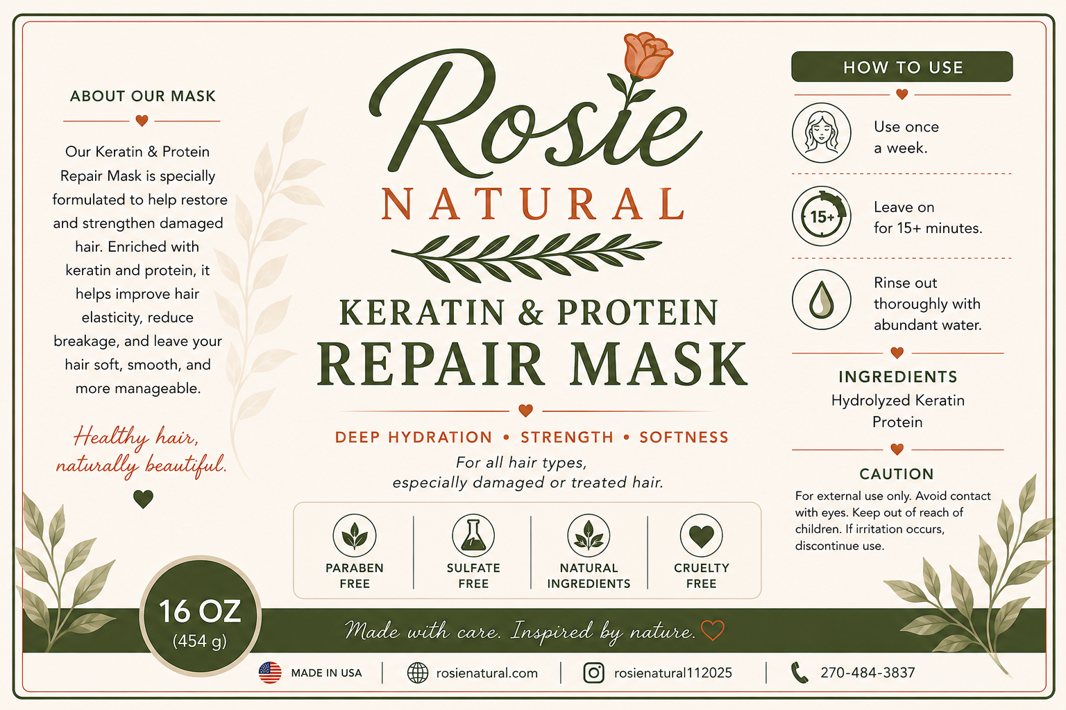 Protein Repair Hair Mask -Mascarilla Reparadora con Proteína