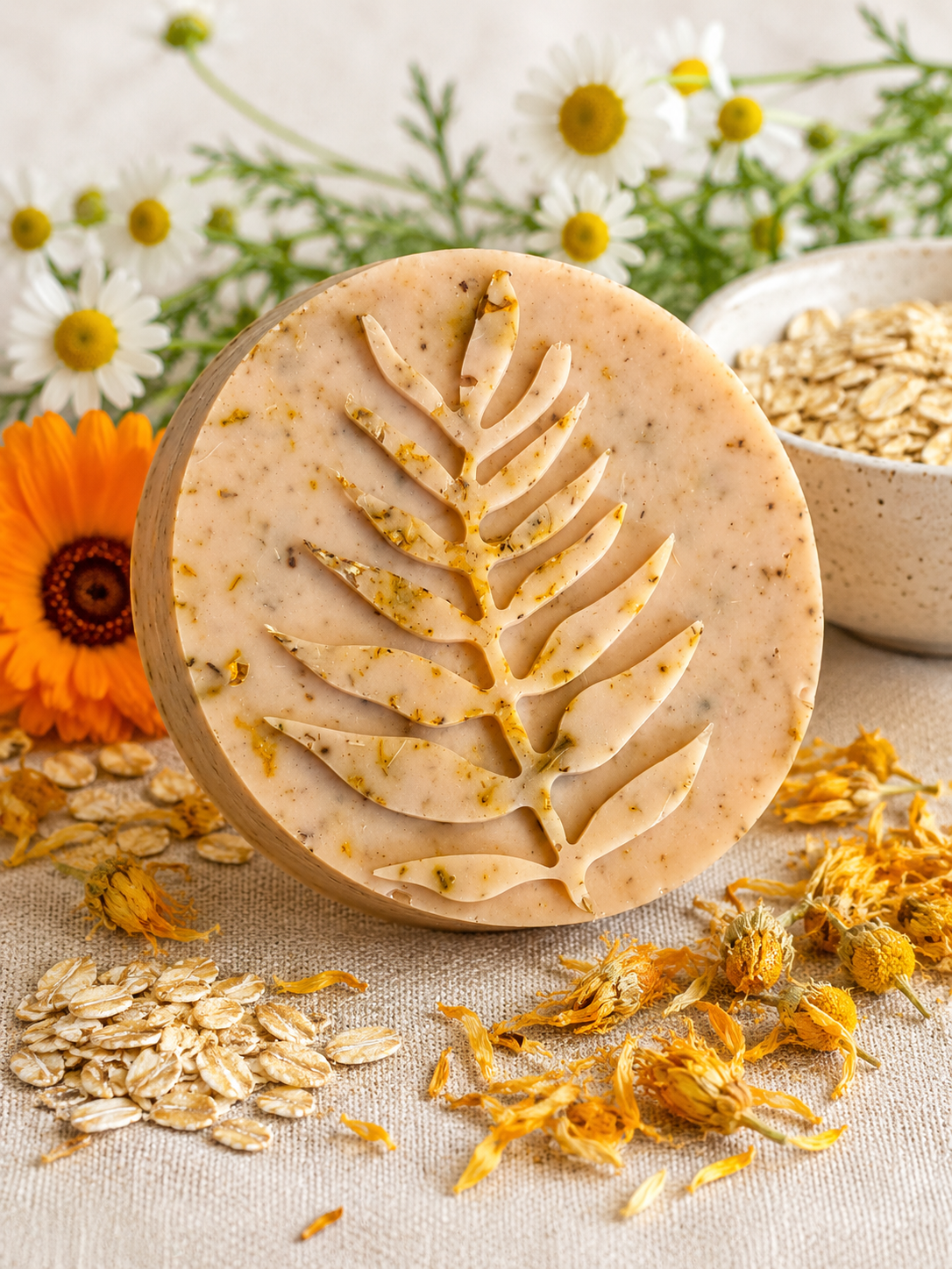 Chamomile, Calendula & Oatmeal Soap - Jabón de Manzanilla, Caléndula y Avena